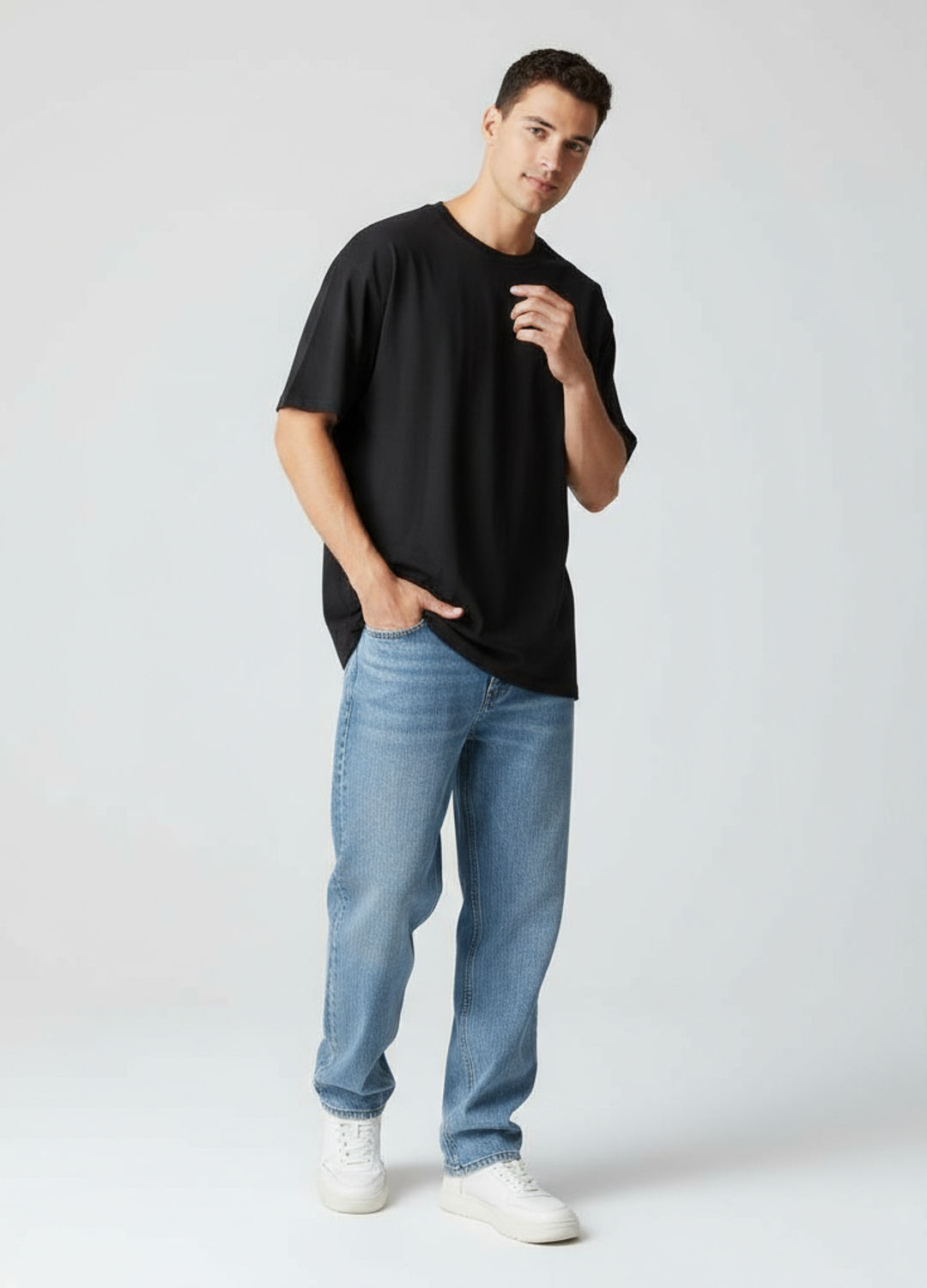 Midnight Essence: Oversized Tee Minimalist Look